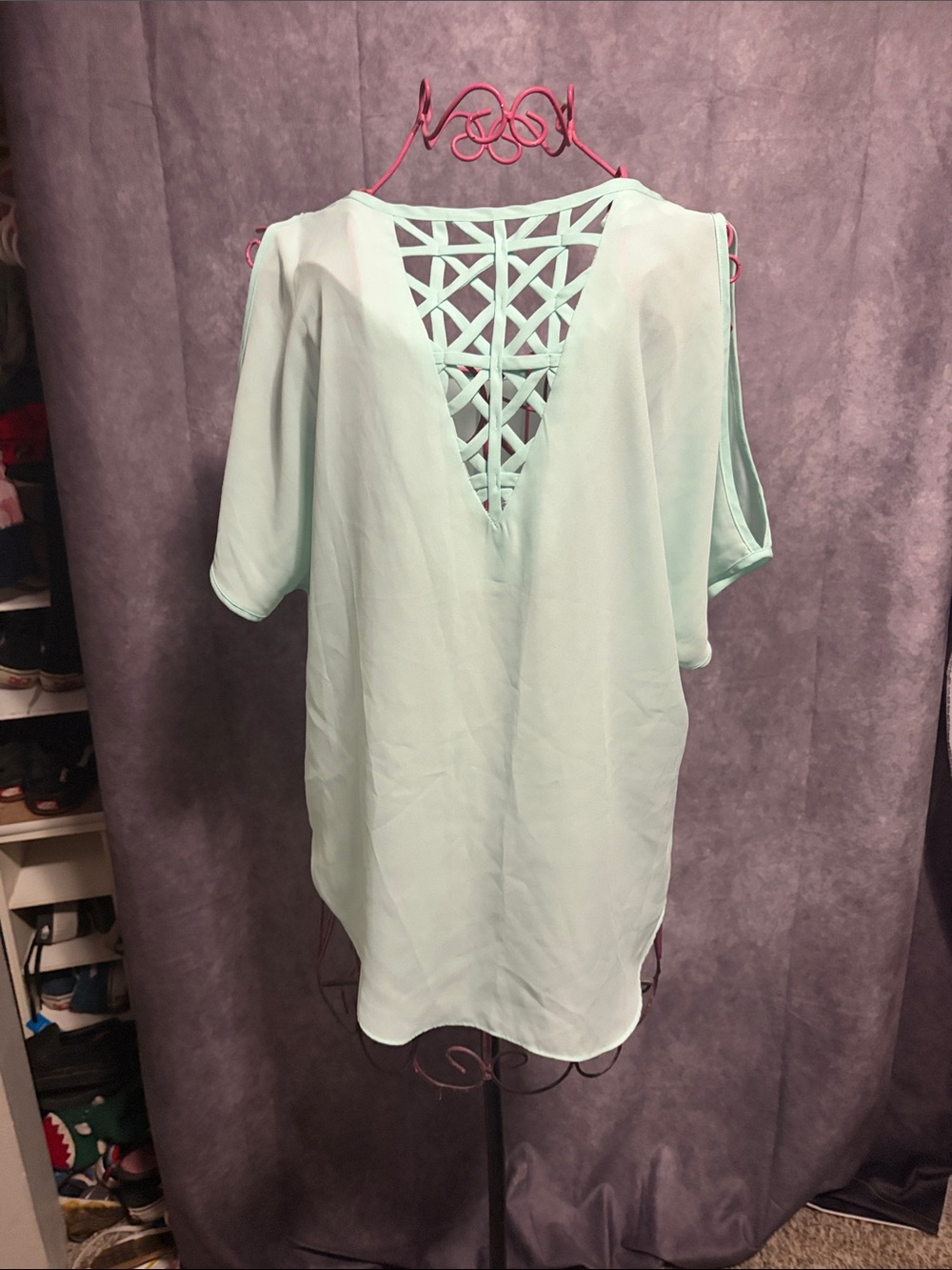 Light blue Cold-Shoulder Sleeveless Blouse